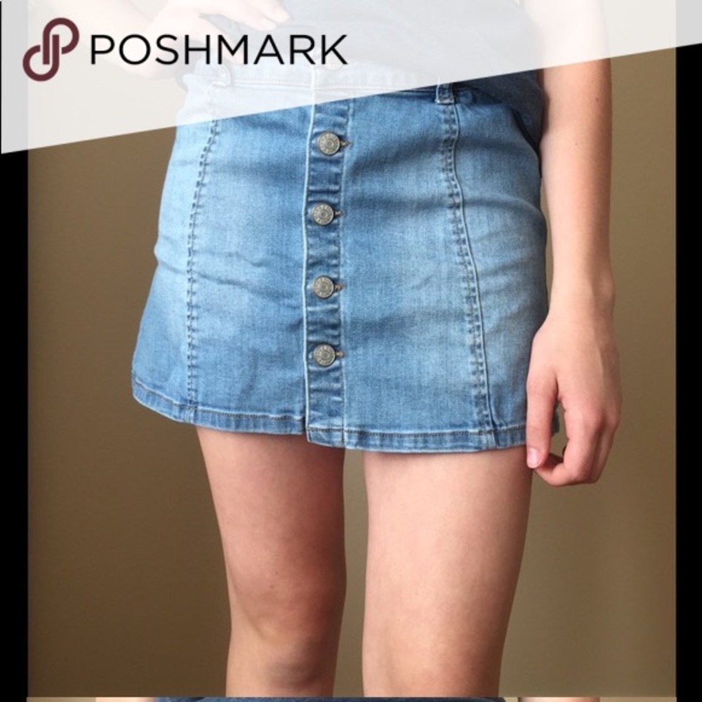Denim button down skirt